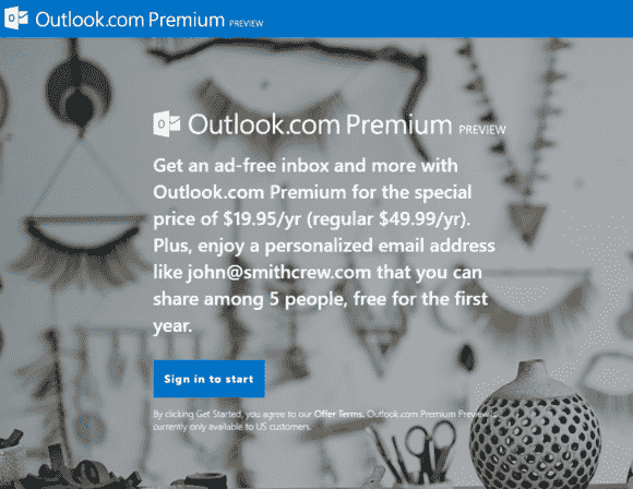 Microsoft将Outlook.com添加到服务订阅列表，其中50美元/年级优惠选项